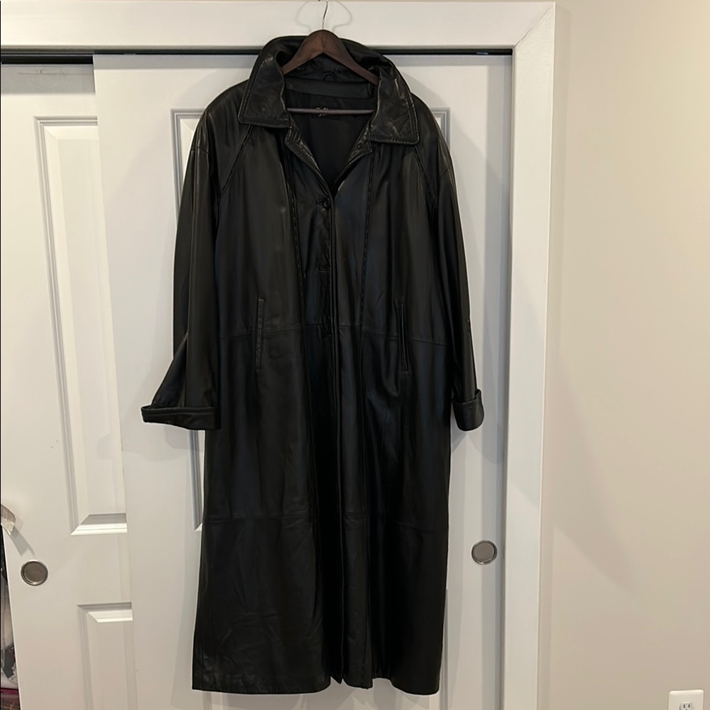 Black Leather Trench Coat